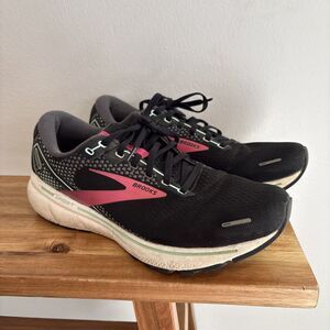 Brooks Ghost 14 Shoes Womens Sz 12 Black Running Sneakers 1203561B013 Pink Teal